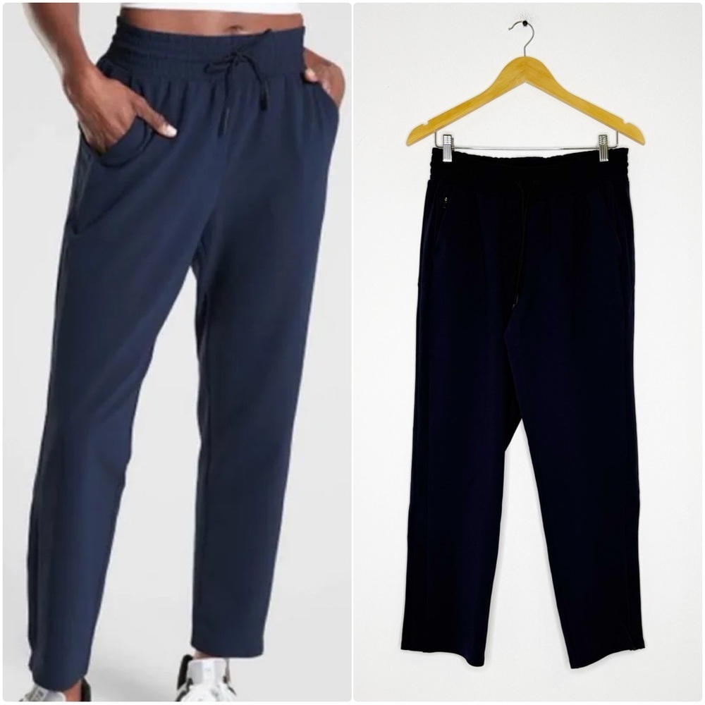 Athleta Navy Straight-Leg Pull-On Pants